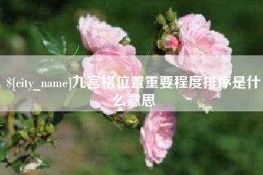 宁夏九宫格位置重要程度排序是什么意思